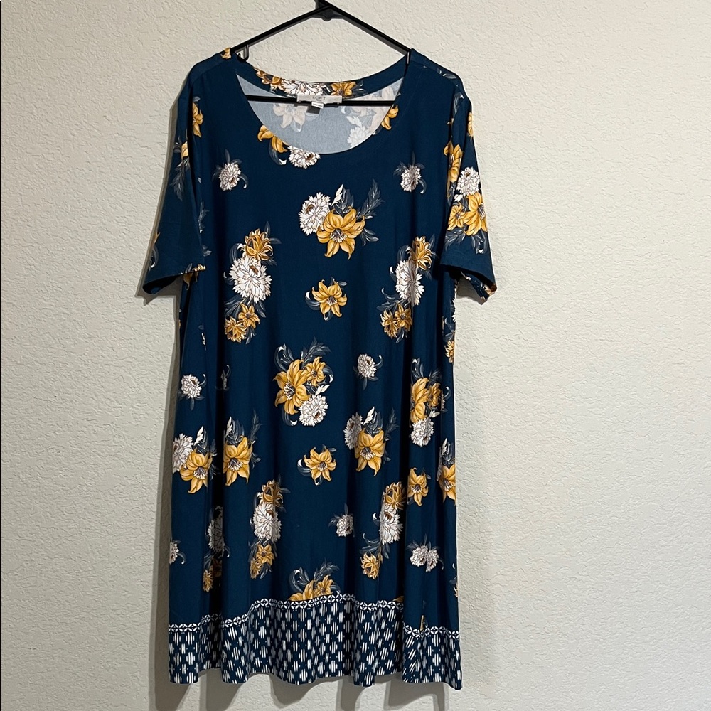 LOFT Plus Floral Dress with Cream and Yellow Accents